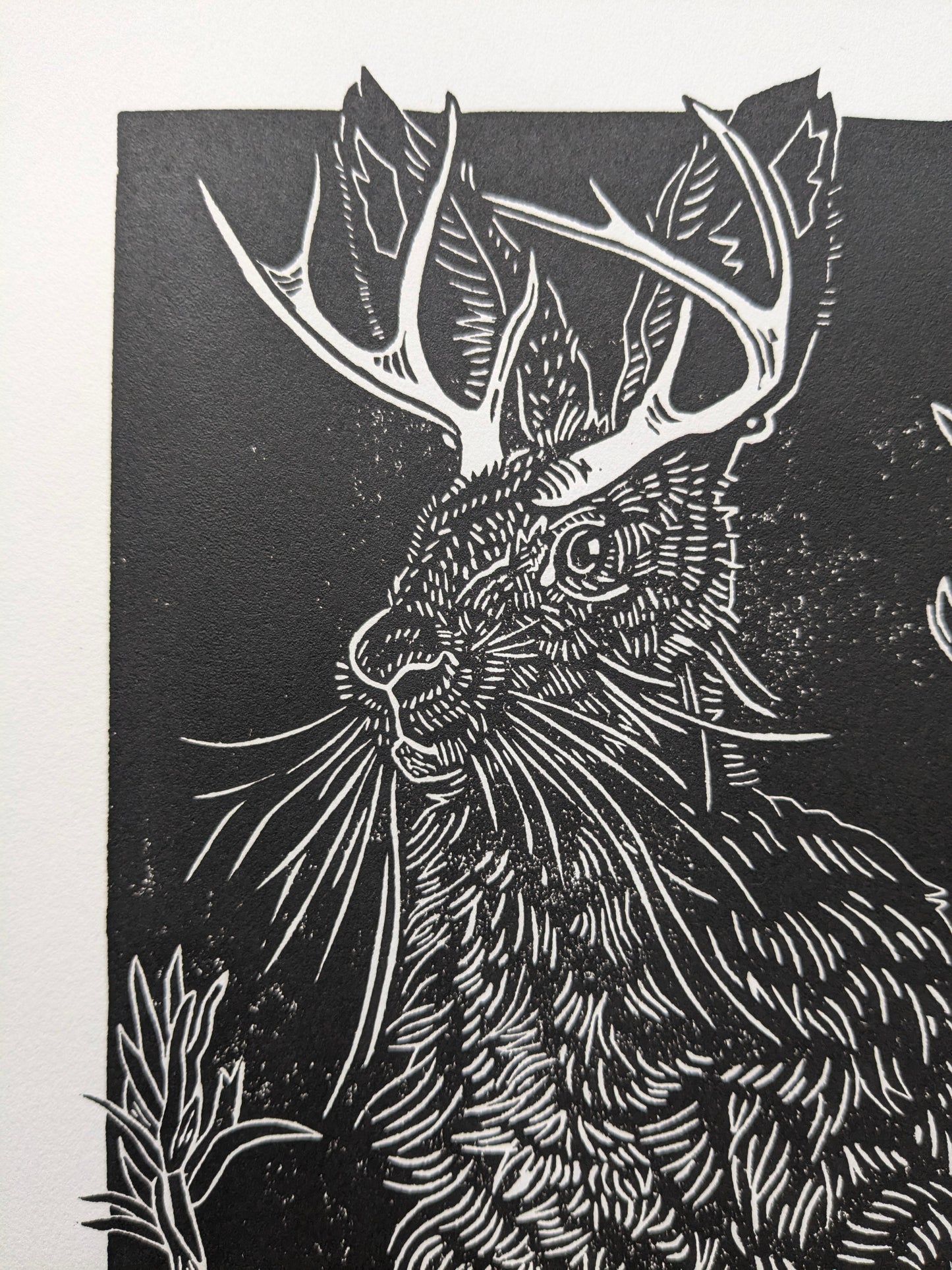 Lino Print - Wyoming Jackalope