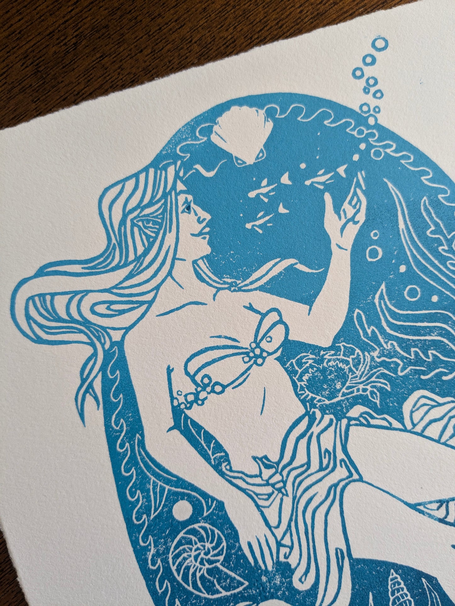 Lino Print - Sea Nymph