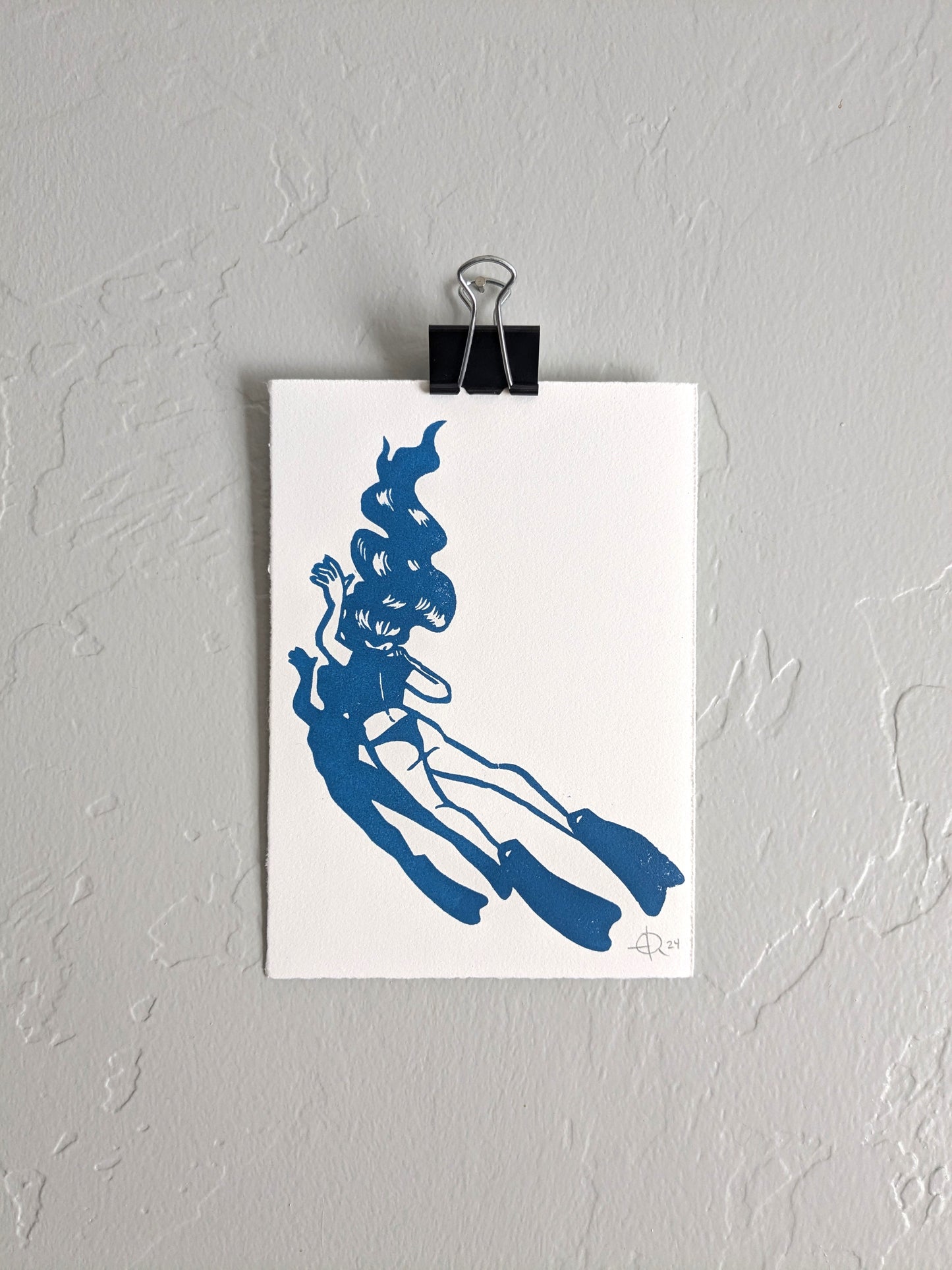 Lino Print - The Diver