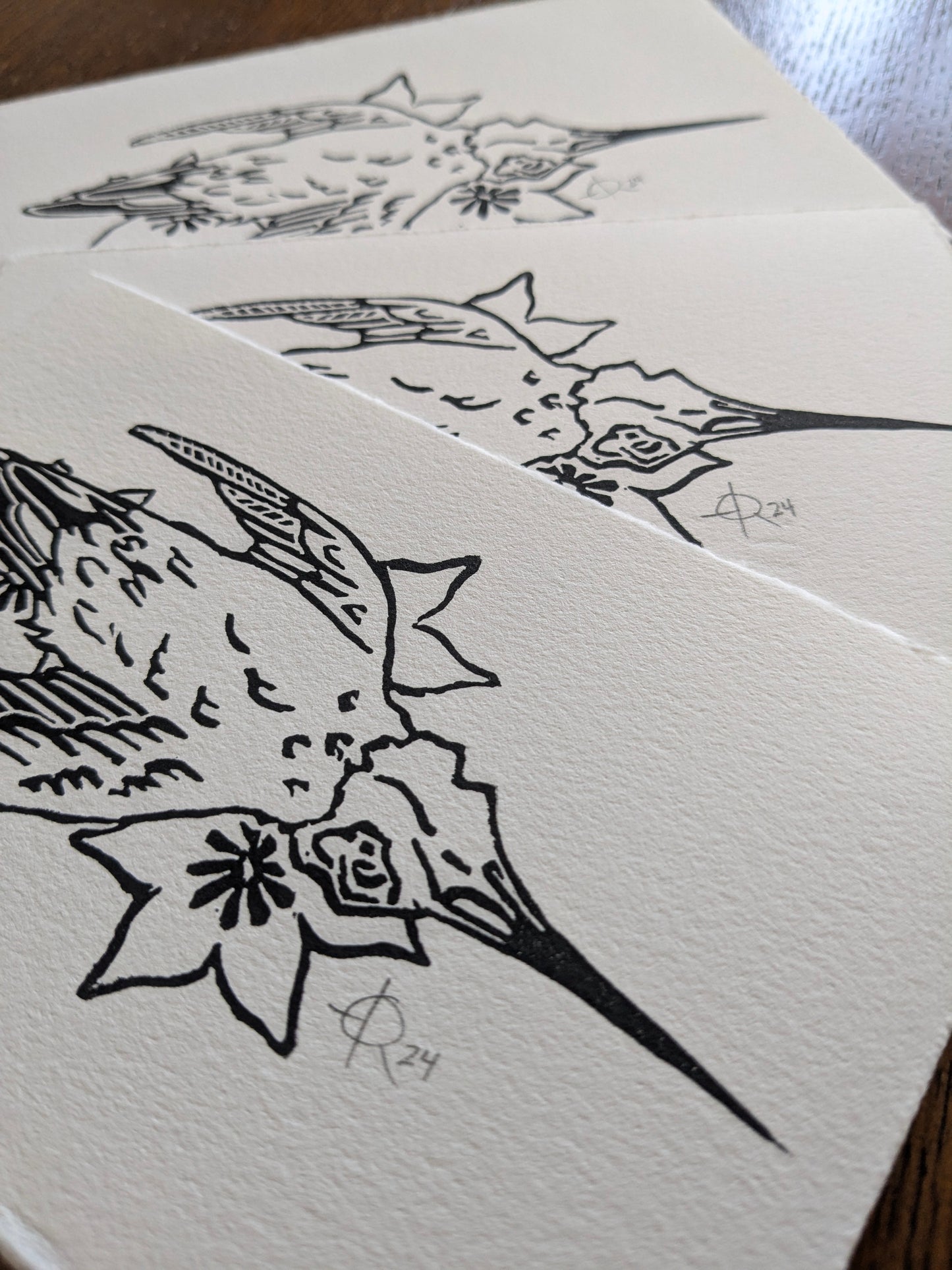 Lino Print - Hummingbird (Small)