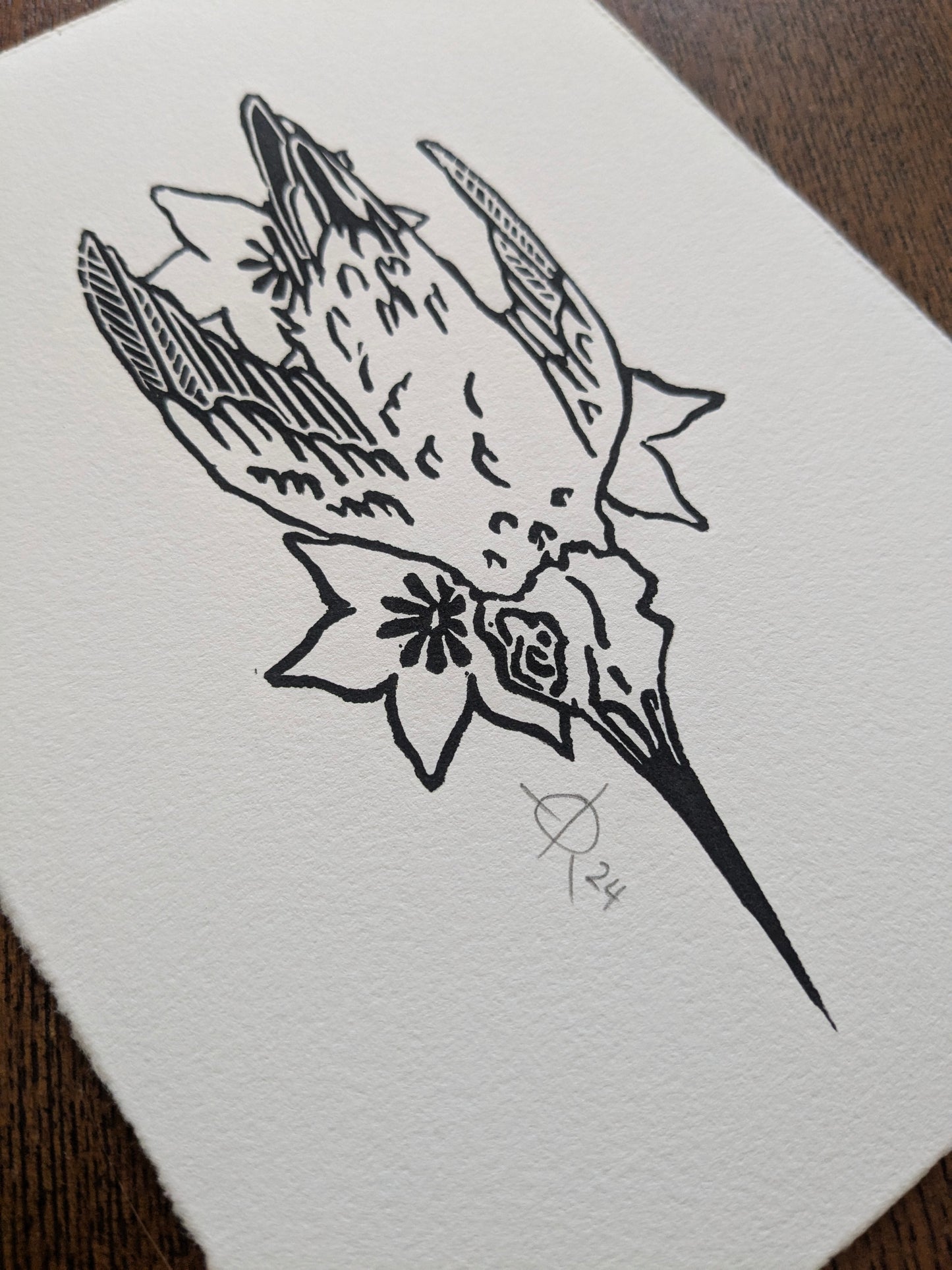 Lino Print - Hummingbird (Large)