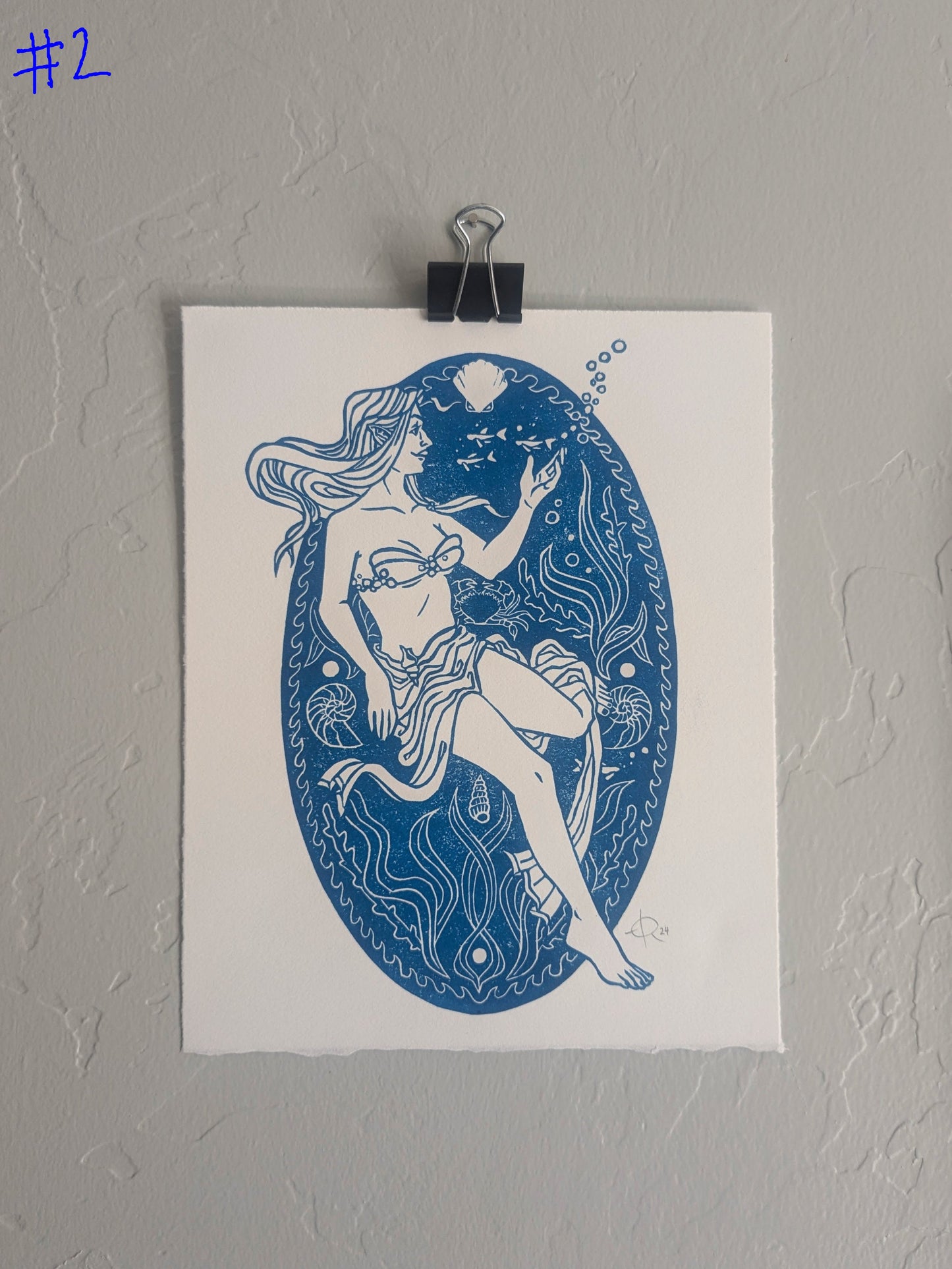 Lino Print - Sea Nymph