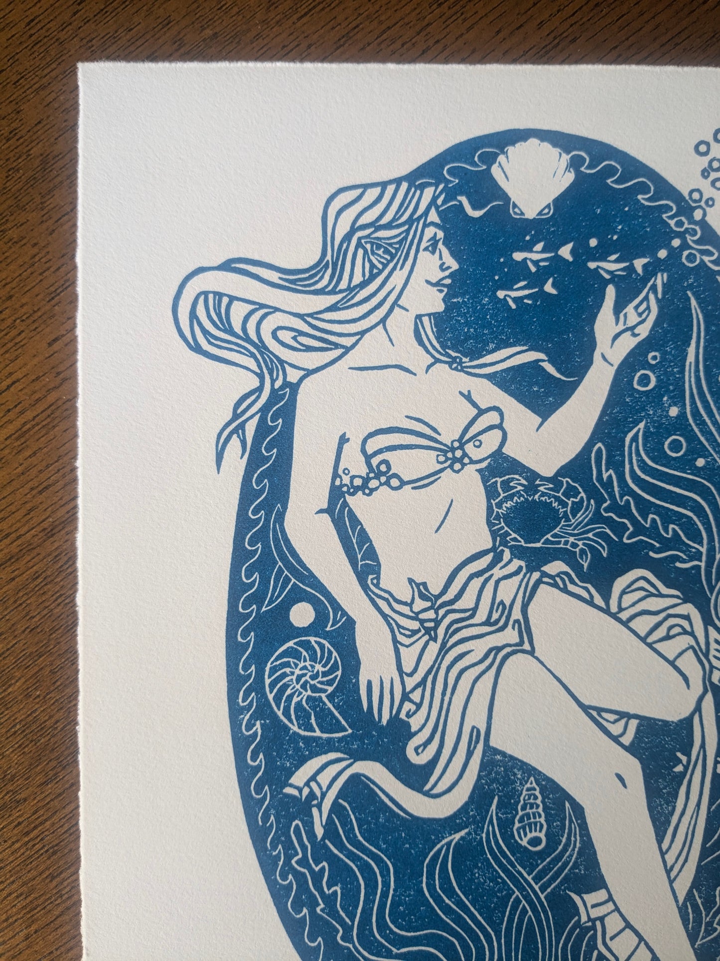 Lino Print - Sea Nymph