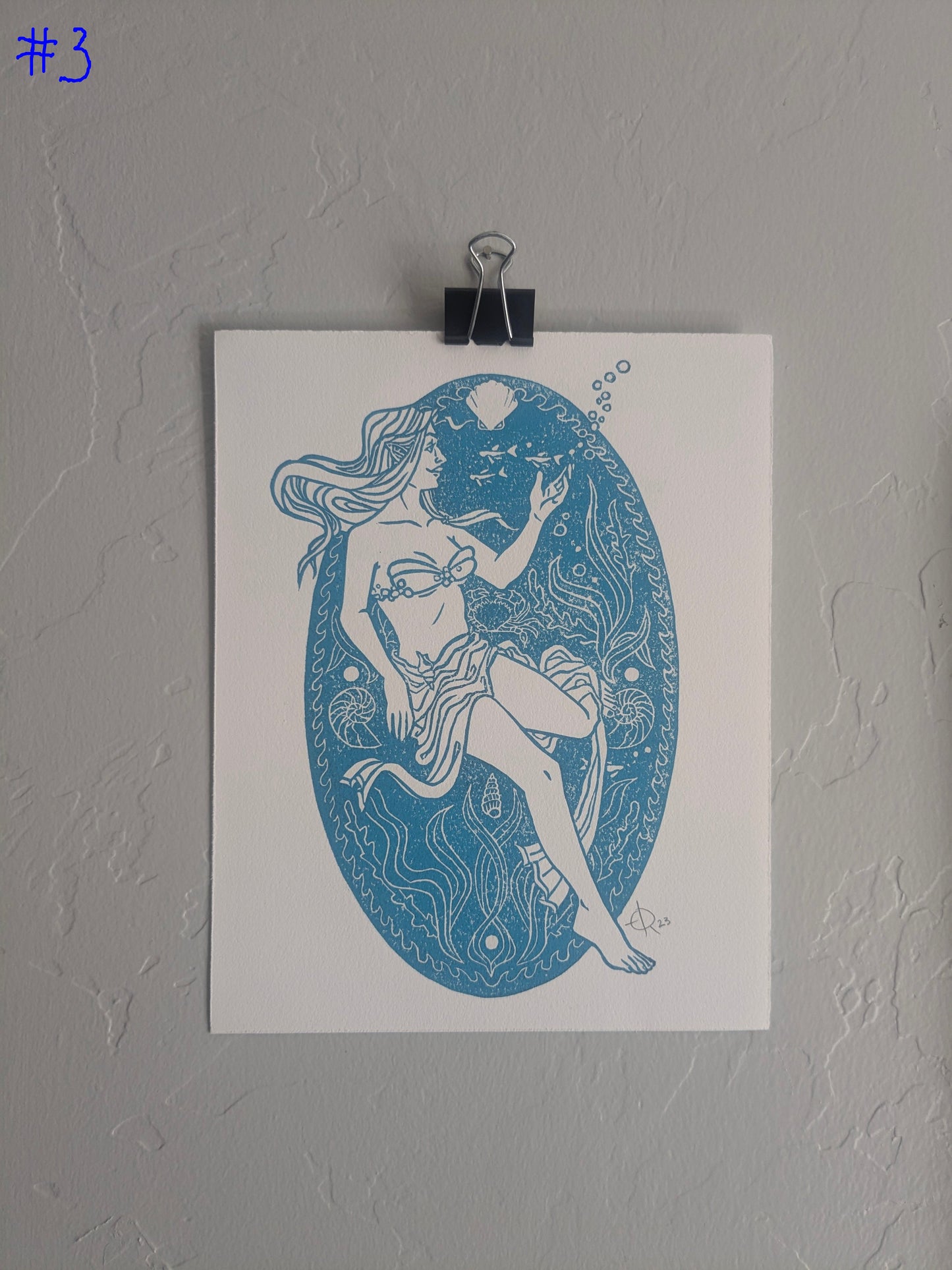 Lino Print - Sea Nymph