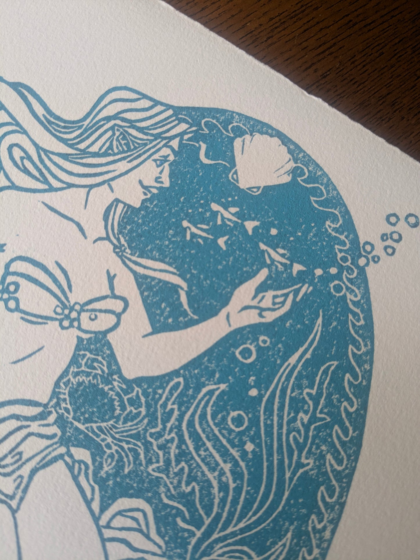 Lino Print - Sea Nymph