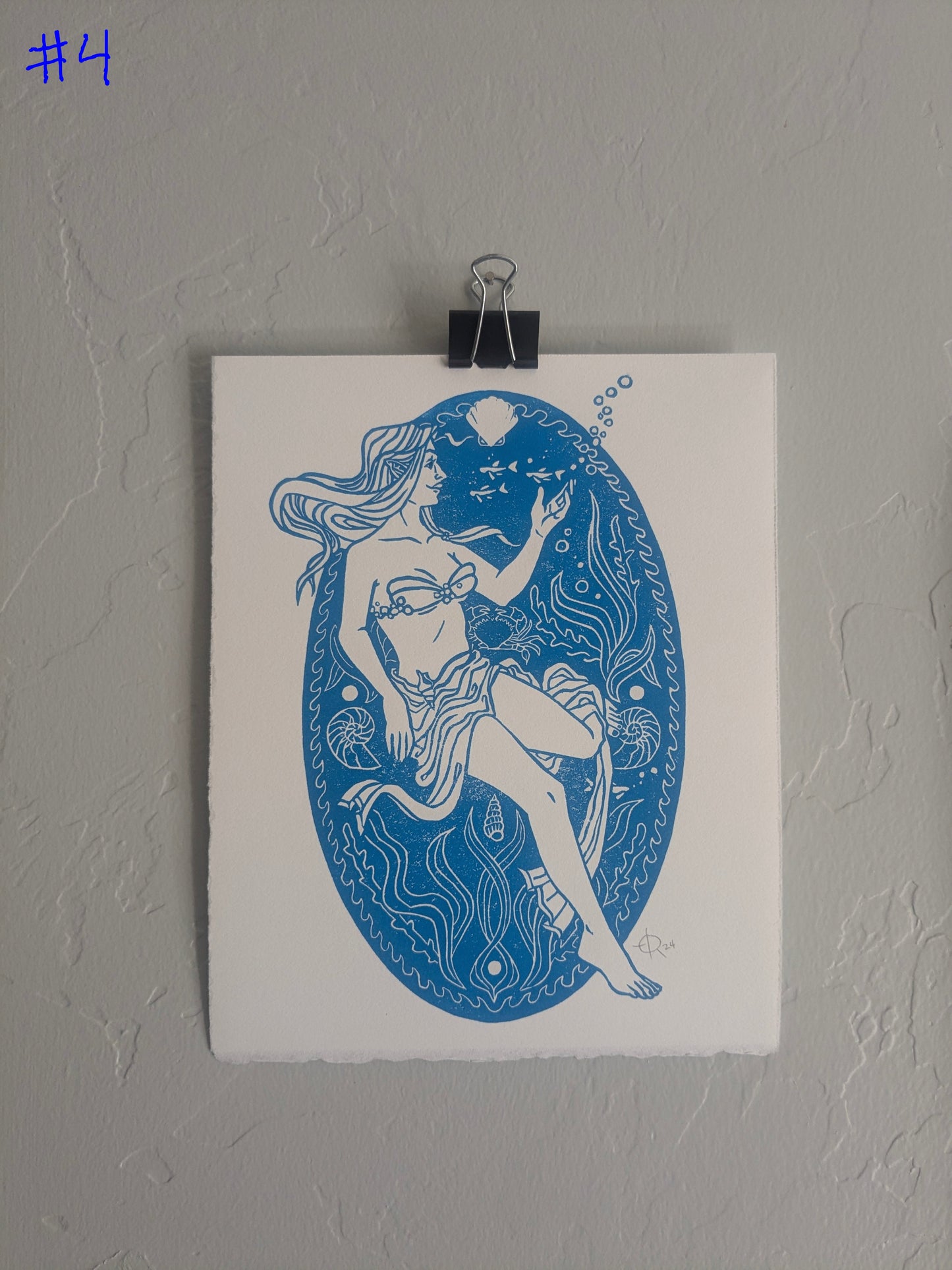 Lino Print - Sea Nymph